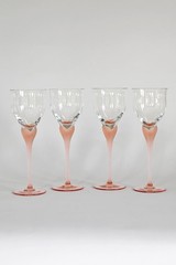 1980s Mikasa Crystal Sea Mist Coral/Pink Cordial Glasses Set of 4 W Germany