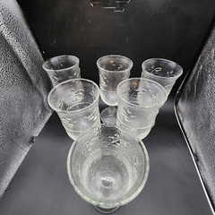 VTG Anchor Hocking Glasses Amanda Pattern Textured Raised Leaves Set Of 6