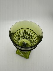 Indiana Glass Mt Vernon Green Iced Tea Goblet Square Base Flared Rim
