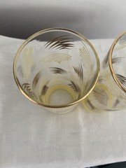2 Federal Glass Yellow Gold Zig Zag Squiggle Tom Collins 6.75”H Glasses Scarce