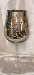 Cristalleria Fumo Style Large Silver/Gold Wine Goblet China 10″H Great Condition