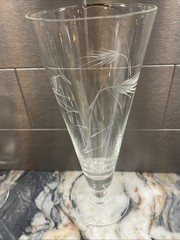 MCM Crystal Pilsner Glasses (4) Wheat Pattern Glasses Etched Beer, Wine, Mint