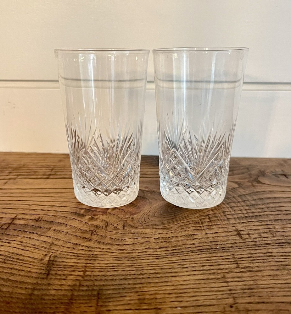 Rochester Cut Glass Co-Set of Two (2) ABP Strawberry Diamond & Fan Cut Tumblers