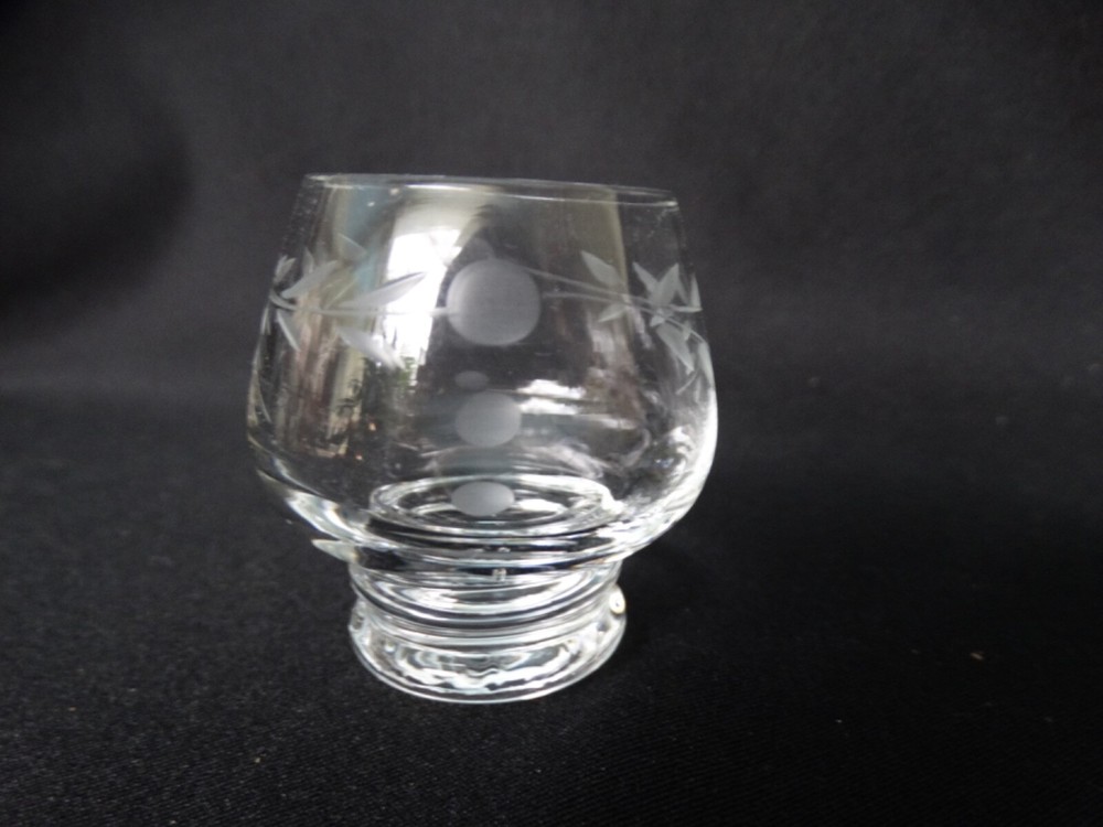 Pioneer Clear Glass Japan Gray Cut Willow Moon 1.2oz Shot Glass 1 15/16th» EUC