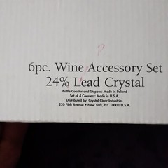 Fifth Ave Ltd Crystal Wine Accessory Set 6 Pc. 24% Lead