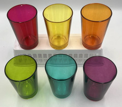 6 Paşabahçe Palaks Jewel Tone Multicolor Tumbler Set 6 oz Turkey Vintage 60s