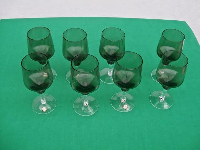 VINTAGE SASAKI JAPAN SMOKE GRAY WATER / JUICE GLASSES ( LOT OF 8 ) NEW
