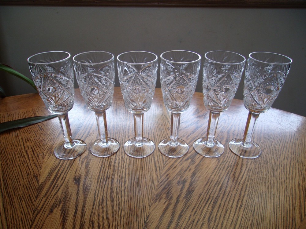 Etched Sherry Cordial Liquor Stars 5 1/8″ Cut 2.5 Oz – Set of 6