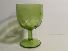 Bartlett Collins Goblet Beer Glass Schooner Dot Thumbprint Avocado Green