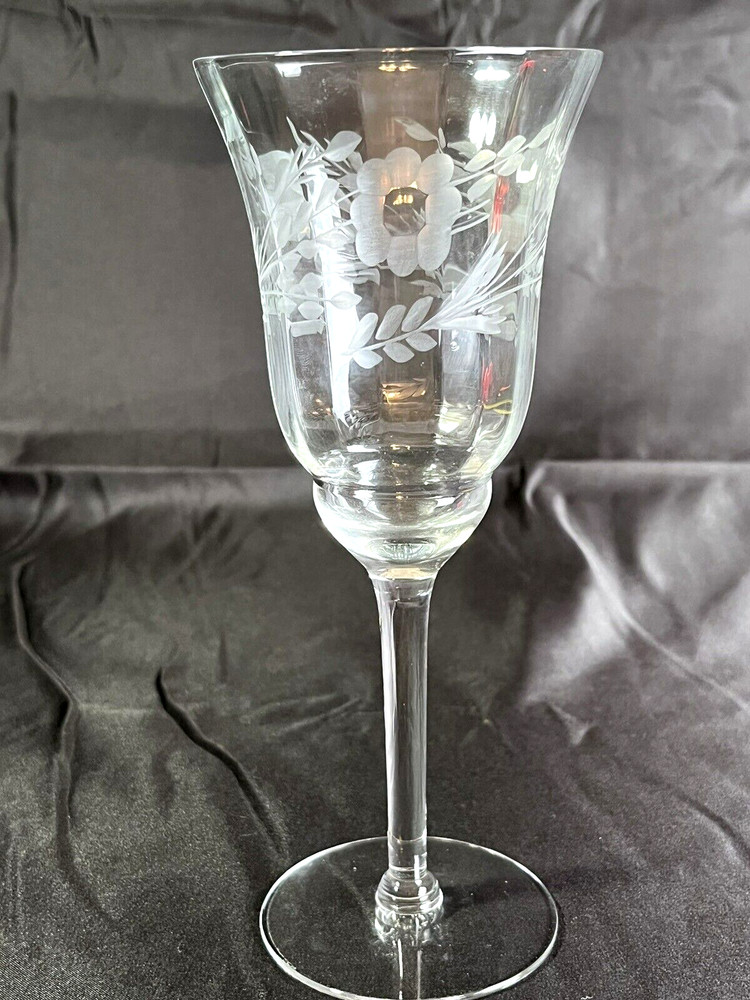 Colony Danube water goblet ~ etched glass ~ fine glass ~ floral