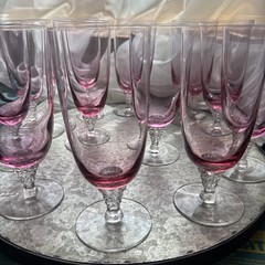 Tiffin Franciscan Wistaria Glassware Pink Iced Tea Goblet Vintage 6 3/4 in