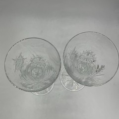 Pair Waterford Crystal Snow Crystals Champagne Toasting Flutes 2004 – 2 Glasses
