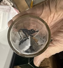 five glass tumblers with silver overlay animals
