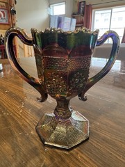 Rare Fenton Carnival Glass Orange Tree Loving Cup