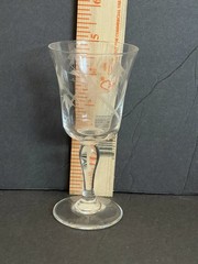 Vintage Stemmed Clear Wine Sherry Glasses Etched Laurel Wreath – Set Of 4