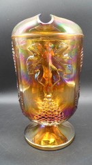 Indiana Carnival Glass Pitcher Gold Iridescent Harvest Grapes Leaves Vintage