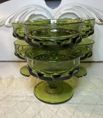 Vintage Set Of 6 Color Crown Green by COLONY Champagne/Tall Sherbet Glasses
