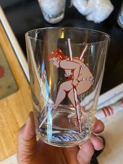 Complete set of HILDA COCKTAIL GLASSES 1968 plump pinup girl by Duane Bryers
