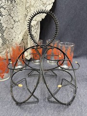 RARE MCM Mid Century Modern Art Deco 6 Tumbler Set with Wire Caddie