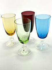 Set of Four Colorful 3oz Stemmed Glasses 4 1/2″ Tall