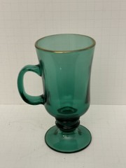 MCM Juniper Libby Coffee Mugs Emerald Green w/ 22 Karat Gilded Rim Pedestal Base