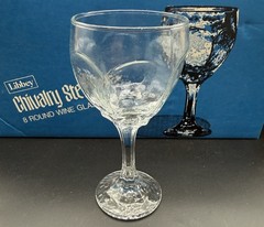 NOS Libbey Chivalry Stemware Set of 8 Clear Round Wine Glasses 8 Oz