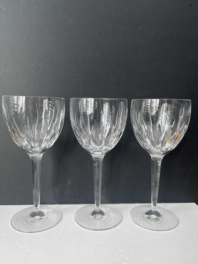 Crystal Wine Glasses (set Of 3) , 8 7/8” Tall. Manufacturer unknown