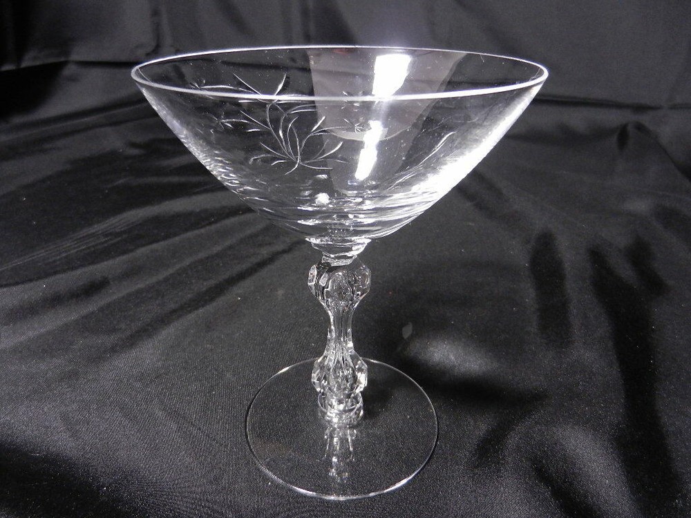 Tiffin Lenox Kingsley Champagne Tall Sherbet Clear Cut Air Drop Stem 5 1/8″ T