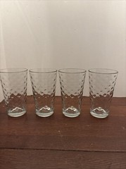 VTG 1960’s Libbey AWA Dot Reverse Optic 16oz Clear Ice Tea Glasses Set of 4