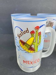 Vtg Beer Mug, Frosted Glass-Brazil-Poland-Mexico-France, Gay Fad-Hazel Atlas