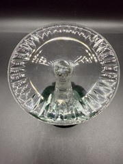 Stunning Emerald Green Cut To Clear Crystal 8.25″ Wine Hock Goblet Glass