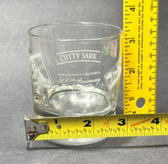 Vtg Cutty Sark Whiskey Glass Christopher Columbus 500th Anniversary Dimpled 8 oz