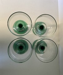 Set Of 4 Saguaro Cactus Green Stem Margarita Glasses Clear Top 10 oz 6 in