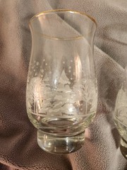2 Libbey Glasses Tumblers Etched Frosted Arbys Winter Snow Scene Christmas