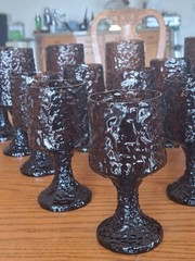 Lenox Hand Blown Crystal Textured Impromptu Brown 17 Piece Stemmed Glass Ware