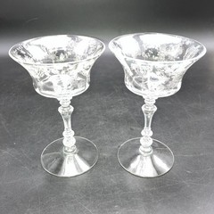 2 CAMBRIDGE ROSE POINT CRYSTAL #3500 6-1/2″ TALL 7-OUNCE TALL SHERBET!