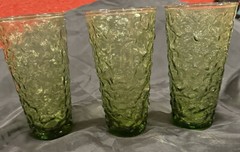 Anchor Hocking 5.5” LIDO MILANO Green 12 Oz Flat Tumbler USA Vintage Set of 3