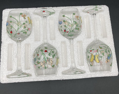 Lenox-Butterfly Meadow-Set of 8 Hand Painted Glass Wine Stems- 16 fl oz-Yellow