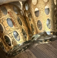 9pc VTG Culver Ltd PISA 22K Gold Old Fashioned Low Ball Glasses Martini Pitcher
