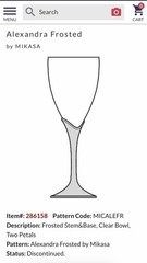 Mikasa ALEXANDRA FROSTED STEM WINE GLASS 8.5” TALL EUC Set Of 2