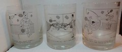 Bill Davey (3) Cartoon Tennis Lowball Drinking Bar Glasses Comedy