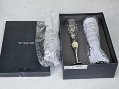 Waterford Crystal Diamond Silver Toasting Flutes S/2 New Pair in Box
