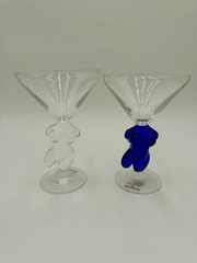 Rare Vintage Schott Zwiesel Inferno Nude Female Figure Colorful Champagne Glass