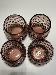 Vintage Amethyst Hobnail Glass Tumblers/RETRO BARWARE! Glows Green (Manganese)