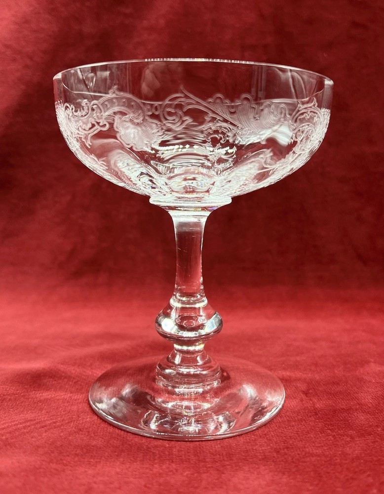 Saint Louis Massenet Cleo Champagne Coupe Glass Cristal Engraved Napoleon III K