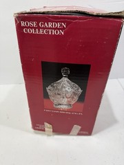 Vtg Avitra Clear Crystal Frosted Rose Leaves Rose Garden Collection Candy Dish