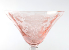 4 Tiffin Franciscan Flanders Pink Etched Tall Champagne Glasses 1920s 6.25″T