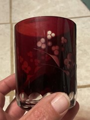 Bohemian Ruby Red Cut To Clear Old Fashioned Whiskey Tumbler 3 5/8″ Tall