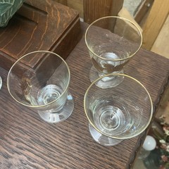 Vintage Libbey Champagne / Sherbet Glasses, Gold Leaves /foliage Set of 3