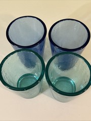 Fire & Light 12oz Tumblers Textured Glass Set Of 4: 2 Aqua And 2 Cobalt